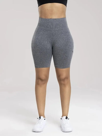 Seamless Sports Women Shorts Muliticolor Yoga Shorts Stretchy High Waist Running Cycling Leggings Hip Liftting Solid Gym Shorts - Smarsty