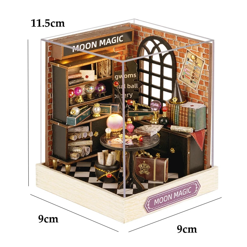 Wooden Flower Garden Doll House DIY Garden House Book Nook Shelf Insert 3D Puzzle Assembly Building Bookshelf With LED Lights