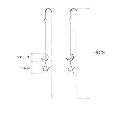 925 Sterling Silver Star Earrings with Tassel Design for Women - Smarsty