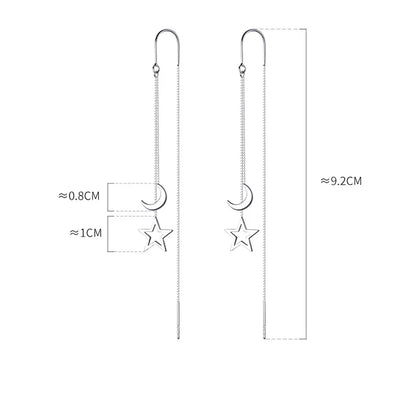 925 Sterling Silver Star Earrings with Tassel Design for Women - Smarsty