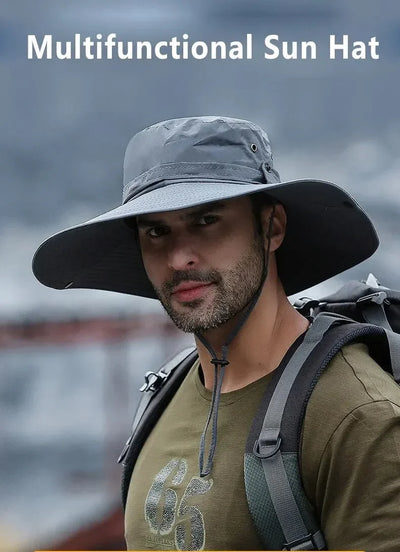 New Sun Protection Fishing Hat Summer Breathable Mesh Camping Hiking Caps Anti-UV Sun Hat Mountaineering Caps Men's Panama Hat by Smarsty