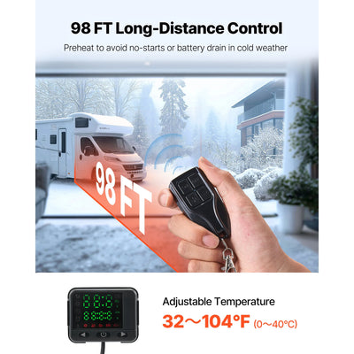 SucceBuy 8KW Diesel Air Heater DC12-24V Diesel Parking Heater with Remote Control Voice Announcement Car Heater Fit for RV Truck - Smarsty