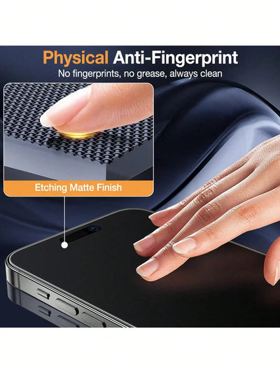3 Pcs Matte Anti-Peeping Tempered Glass Screen Protector Compatible With IPhone 17 Pro Max/17 Pro/17 Air/17/16 Pro Max/16 Pro/16 - Smarsty