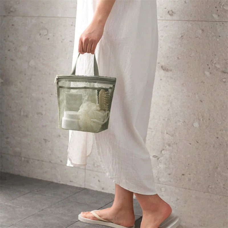Mesh Makeup Toiletry Storage Bags Handbags Portable Travel Washing Body Shower Tools Organizer Hanging Cosmetic Organizer Pouch - Smarsty