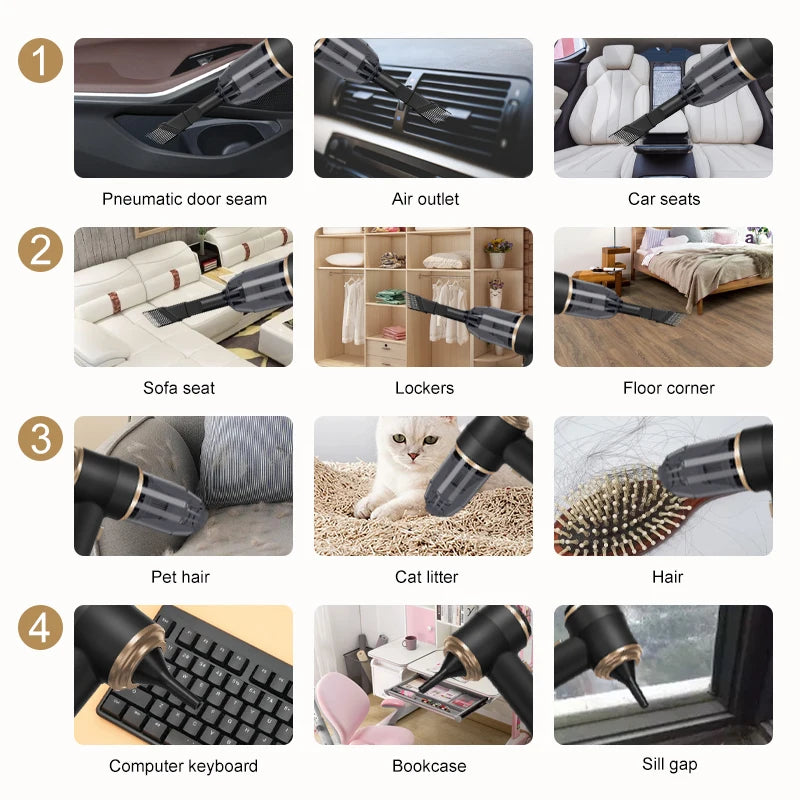 Wireless Car Vacuum Cleaner for Cleaning Bedroom Carpets Portable High Power Function Home Appliance Cleaning Machine - Smarsty