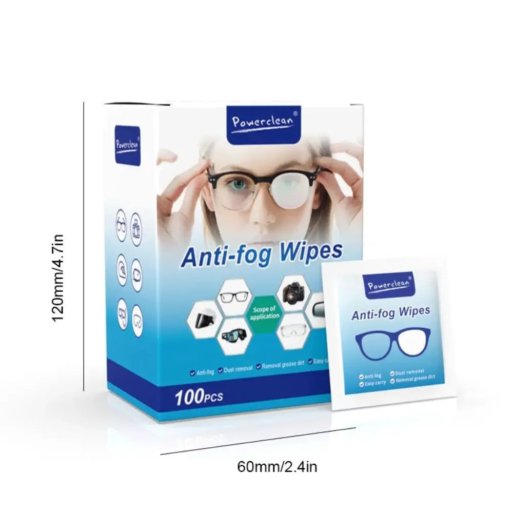 100Pcs/Box Glasses Cleaner Wet Wipe Disposable Anti Fog Misting Dust Remover Cleaning Lens Wipes Sunglasses Phone Screen - Smarsty