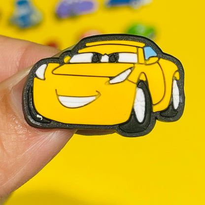 1Pcs Mix Cars Luigi Ramone Lightning McQueen PVC Shoe Charms Kids Popular Buckle Decorations Fit Birthday Gifts