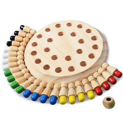 Montessori Wooden Memory Match Stick Chess Board Game Logic Braintease Toys for Boys and Girls Early Education Color Recognition by Smarsty