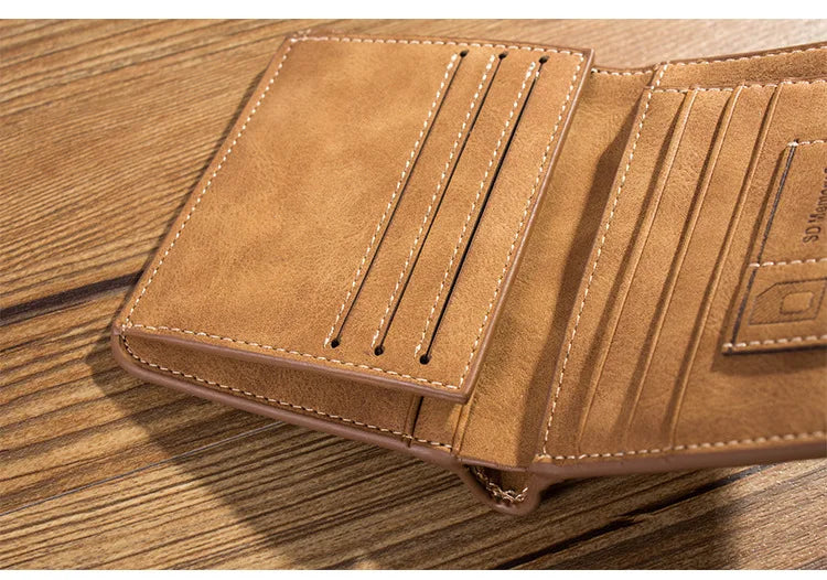 New Men Wallets Credit Card/ID Holder Vintage Brand Male Wallet High Quality PU Leather Photo Holder Foldable Short Men Purse - Smarsty