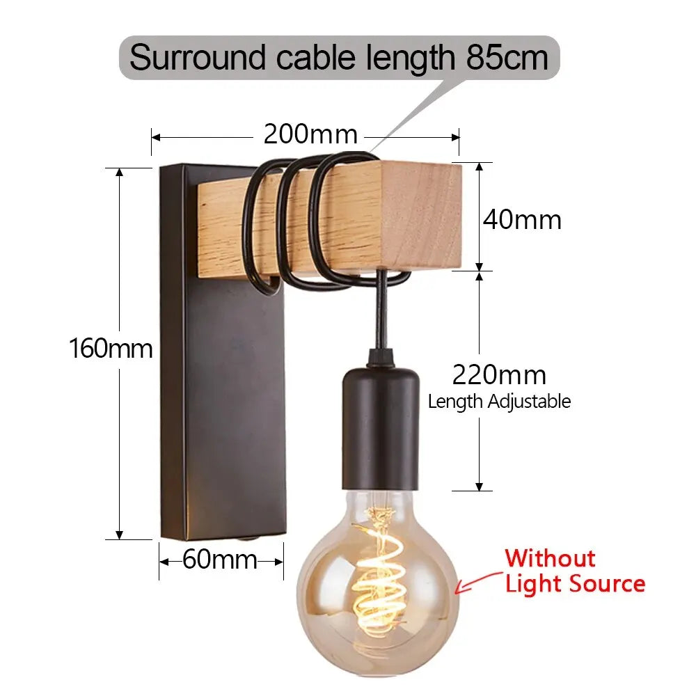 Retro Wood LED Wall Lamp for Stylish Home Decor - Smarsty