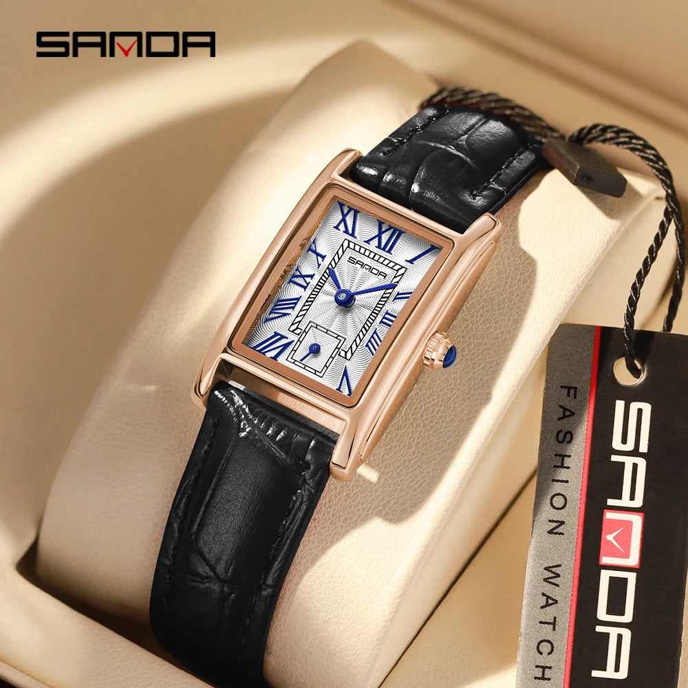 SANDA 1116 Women's Luxury Quartz Watch with Leather Strap - Smarsty