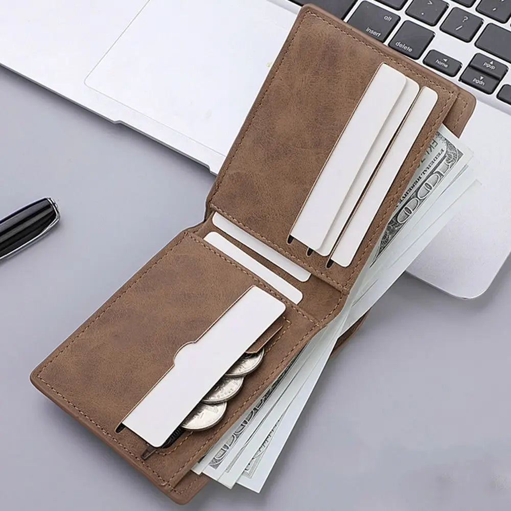 Multi-card Slot Men Wallet Fashion Folding Large-capacity Coin Purse PU Leather Short Purse - Smarsty