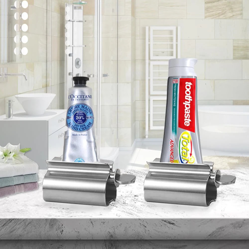 Bathroom Accessories Toothpaste Squeezer Tube Roller Stainless Steel Wringer Roller Rotate Dispenser for Ointments Cosmetics - Smarsty