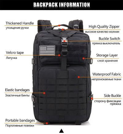 30/50L Tactical Backpacks Man Traveling Bags Survival Outdoor 3P Assault Pack EDC Molle Pack hiking Trekking Hunting Bag - Smarsty