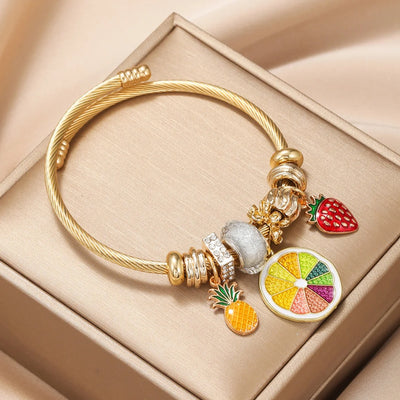Fashion Stainless Steel Beaded Love Bracelet for Women - Smarsty