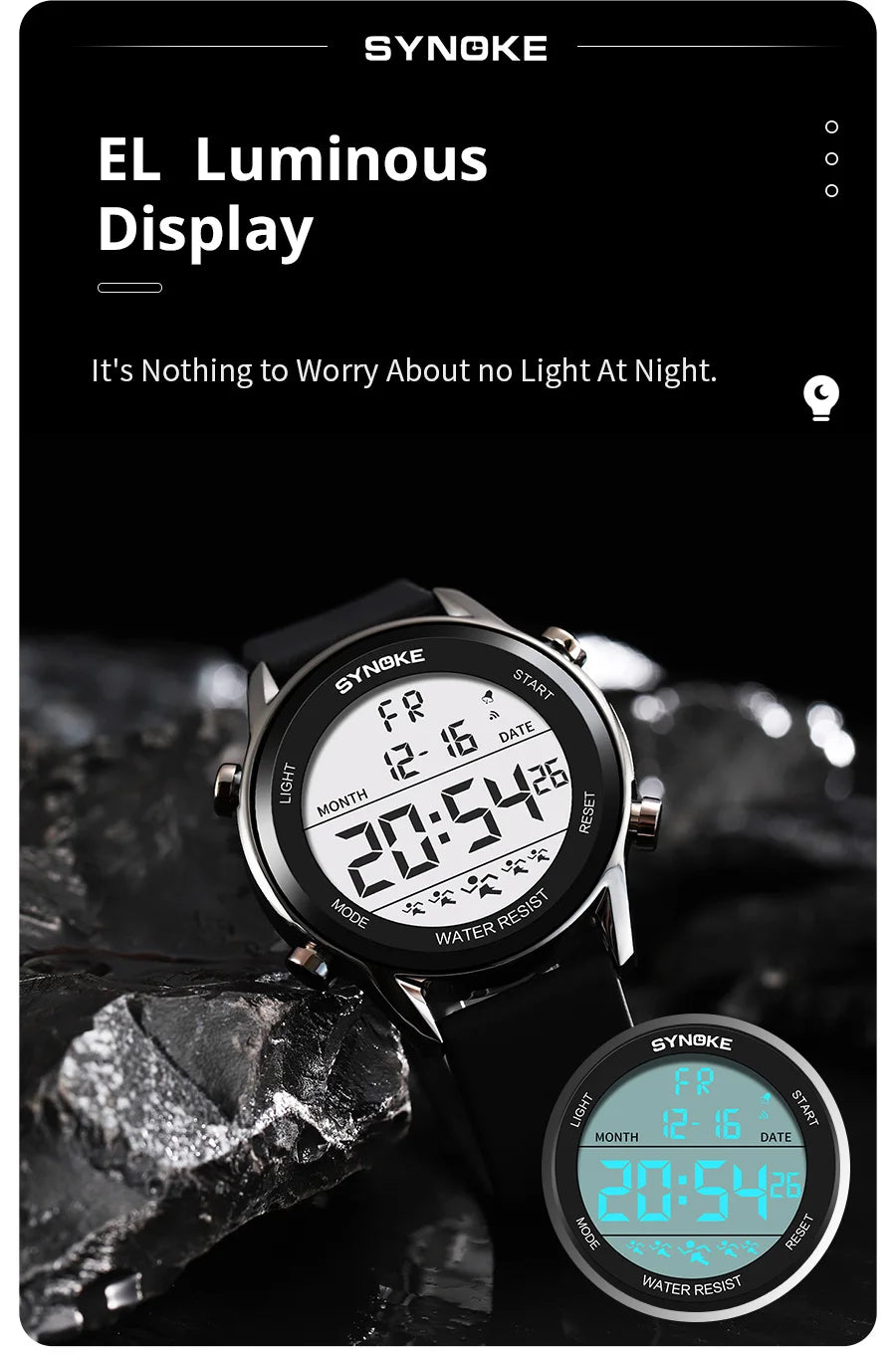 SYNOKE Men's Waterproof LED Digital Sports Watch - Smarsty
