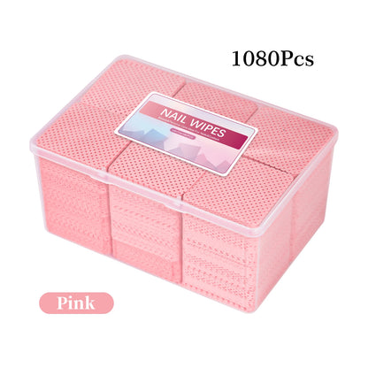 1080pcs Boxed Nail Art Lint-Free Eyelash Glue Wipes Paper Gel Polish Remover Clean Glue Cotton Pads Beauty Cleaning Tools - Smarsty