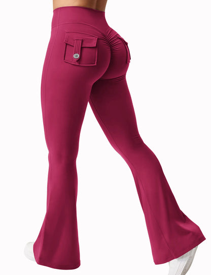 Newest Women Wide Leg High Stretch Yoga Leggings Naked Feeling Compression Fitness Workwear with pockets Yoga Pant ﻿ - Smarsty