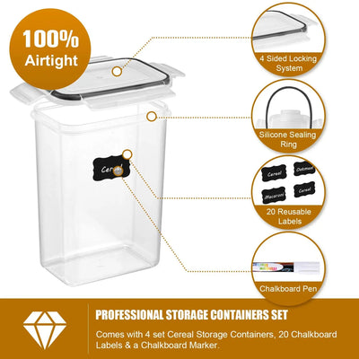 Kitchen 7pcs Food Containers Set BPA Free Plastic Airtight Storage Box With 10stickers and Pen by Smarsty