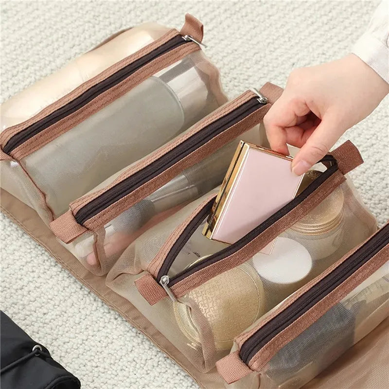 Detachable Cosmetic Bag Portable Large Capacity 4 in 1 Makeup Bags Portable Folding Travel Cosmetics Storage Toiletry Bag - Smarsty