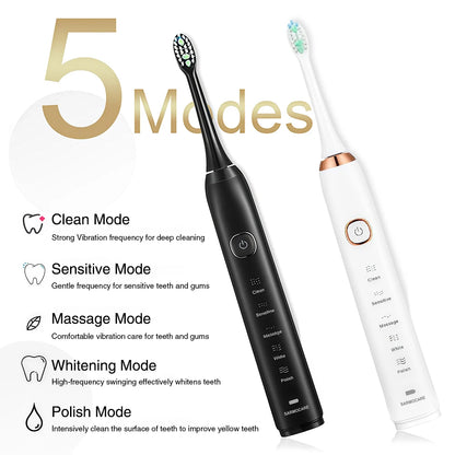 Rechargeable Electric Sonic Toothbrush with Travel Case - Smarsty