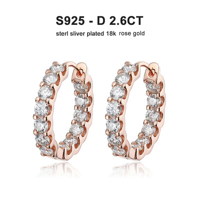Moissanite Hoop Earrings 2.6Ct D Color Sterling Silver - Smarsty