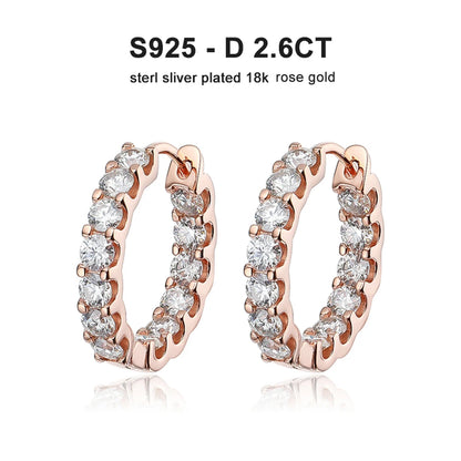 Moissanite Hoop Earrings 2.6Ct D Color Sterling Silver - Smarsty