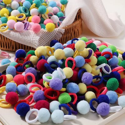 Kids Plush Ball Hair Bands Soft Comfortable Scrunchies - Smarsty