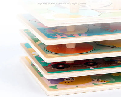 Baby Toys Montessori Wooden Puzzles Children Toys Hand Grab Board Animals Cognition Educational Learning Toys For Kids 1-3 Years by Smarsty
