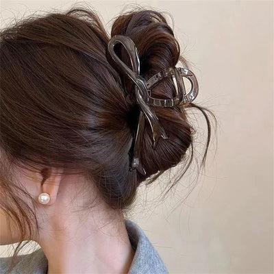 13cm Acrylic Bow Hair Claw Clip Glossy Strong Grip Women - Smarsty