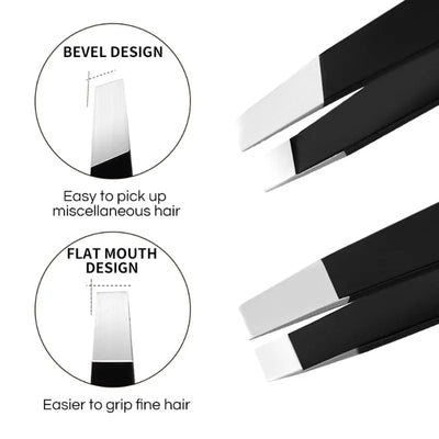 CNK Stainless Steel Black Eyebrow Tweezer for Precision Hair Removal - Smarsty