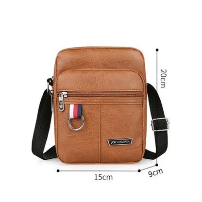 Mens PU Leather Shoulder Bag Large Capacity Crossbody - Smarsty