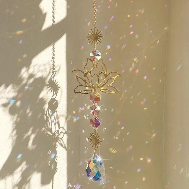 Crystal Lotus Sun Catcher for Outdoor Rainbow Effects - Smarsty