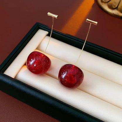 Delicate Sweet Red Cherry Drop Earrings for Women Fashion - Smarsty