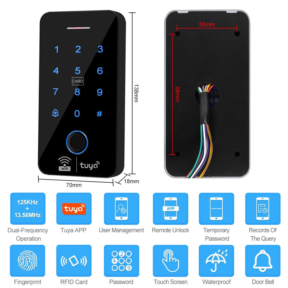 WiFi Tuya Fingerprint Access Controller Waterproof System - Smarsty