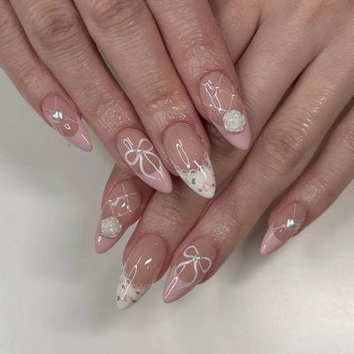 24pcs Flower Design Fake Nail Tips Full Cover - Smarsty