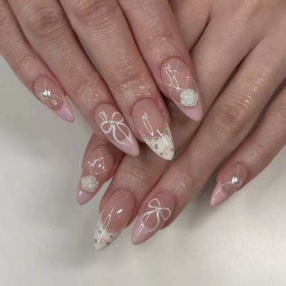 24pcs Flower Design Fake Nail Tips Full Cover - Smarsty
