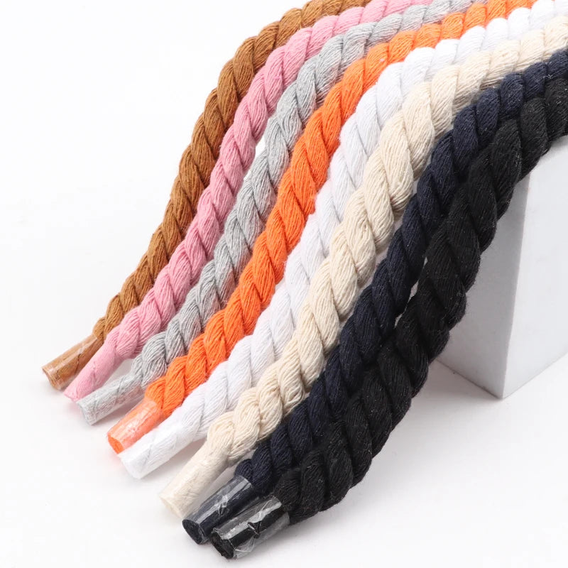 Quality Round Shoelaces Colorful 1CM Thicker Cotton Shoelace Running Sneakers Laces 1Pair 100/120/140CM Boots Shoe laces Shoes