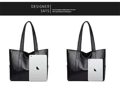 Vintage Large Capacity Tote Bag With Premium Vegan Leather - Smarsty