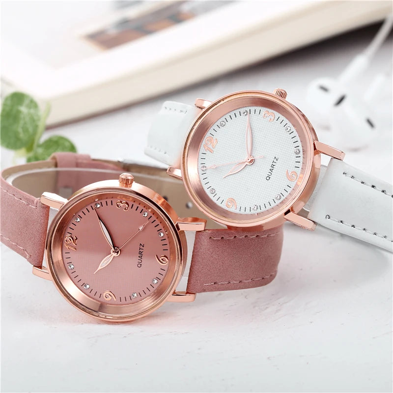 Fashion Arabic Dial Women's Quartz Watch with Leather Band - Smarsty
