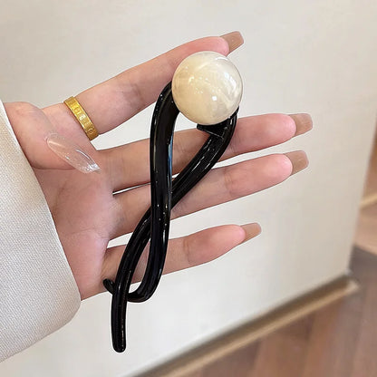 Twist Hair Clip with Imitation Pearl Design for Women - Smarsty