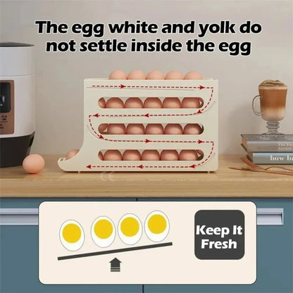 Refrigerator Egg Storage Box, 4 Tier Rolling Egg Holder Dispenser, Kitchen Automatic Scrolling Egg Holder Kitchen