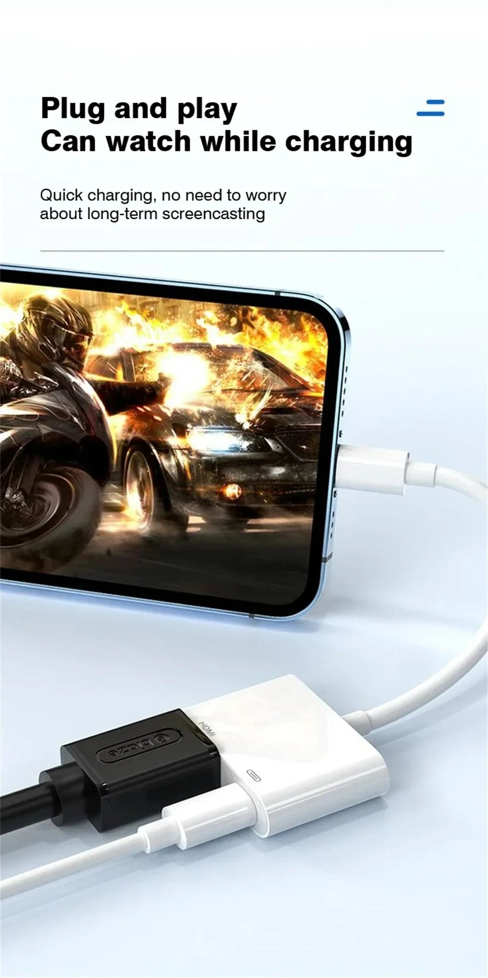 HD 1080P Lightning to HDMI Adapter for Seamless Audio Video Sync - Smarsty