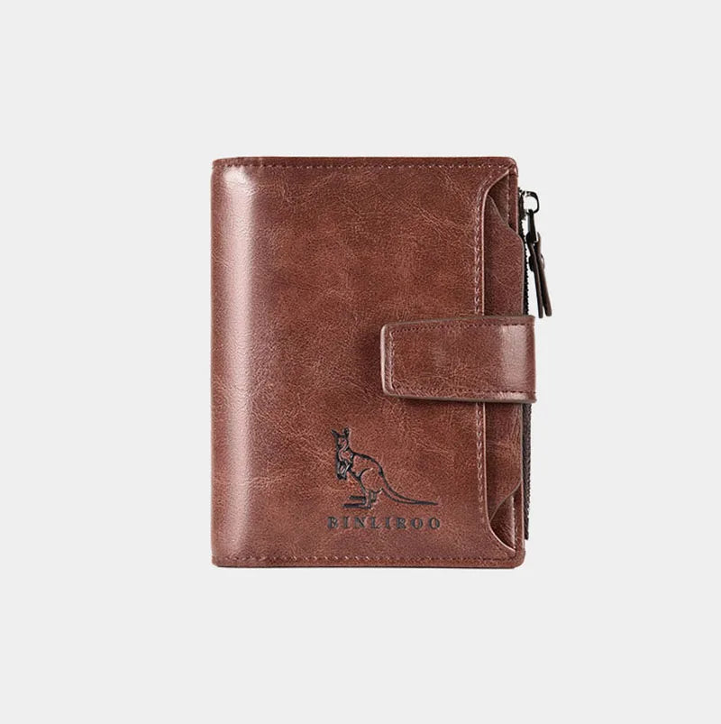Leather Men's Wallet Luxury Short RFID Card Holder for Men Zipper Coin Purse Portable Male Wallets Billfold - Smarsty
