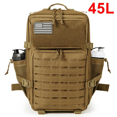 25L/45L Tactical Backpack for Men and Women Outdoor Survival Bug Out Bag Small School Rucksack Hking with Bottle Holder - Smarsty