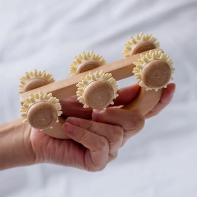 Handheld Wooden Massage Roller for Sore Muscles - Smarsty