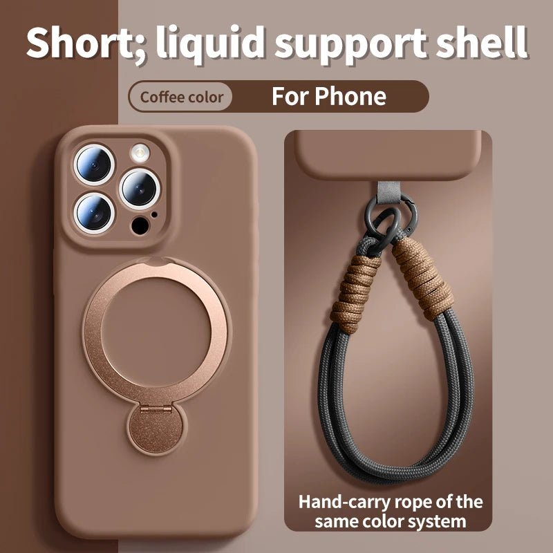 For iPhone 17 Pro Max Lanyard Magnetic Phone Case For iPhone Air 16 13 15 14 Pro Max For Magsafe Wireless Charge Silicone Cover