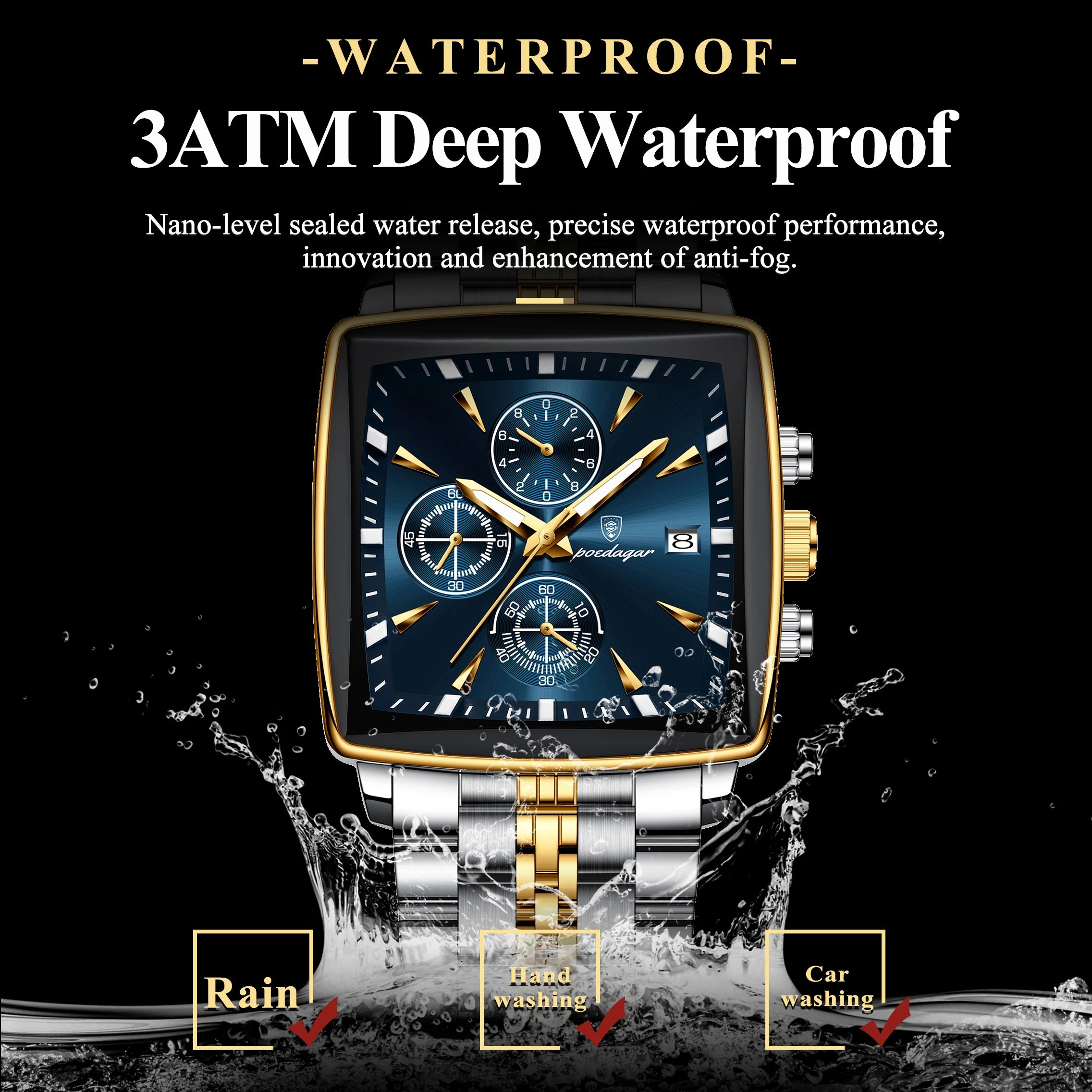 Luminous Waterproof Men's Chronograph Watch with Date - Smarsty