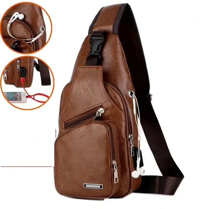 Mens USB Chest Bag With Portable Charging Crossbody - Smarsty
