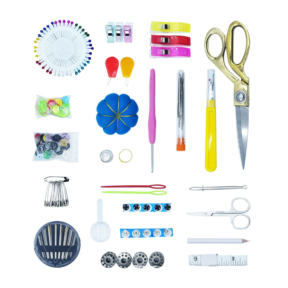 Sewing Kit Complete Set with Threads Needles Scissors Tape Measure Buttons and More for DIY Handcraft Projects Home and Travel - Smarsty